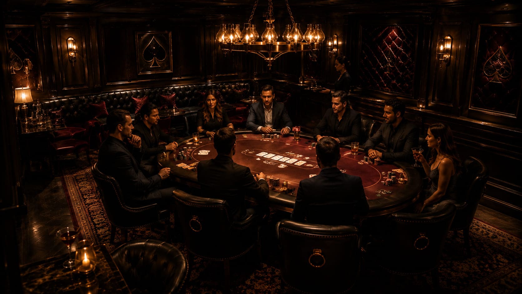 Gracze przy stole pokerowym w Society Clubroom